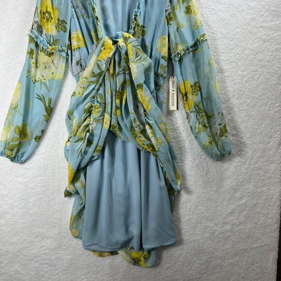 NWT June Hudson M Womens Maxi Dress Chiffon Ruffle Hem Smocked Waist Fairycore - Picture 10 of 16